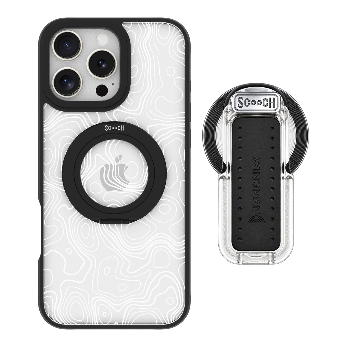 Scooch MagCase Topography for iPhone 16 Pro Max — MagSafe Wingback Bundle - Clear