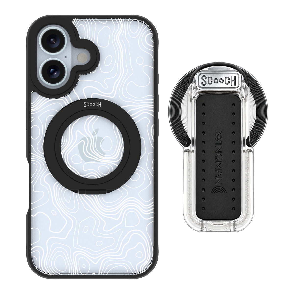 Scooch MagCase Topography for iPhone 16 — MagSafe Wingback Bundle - Clear