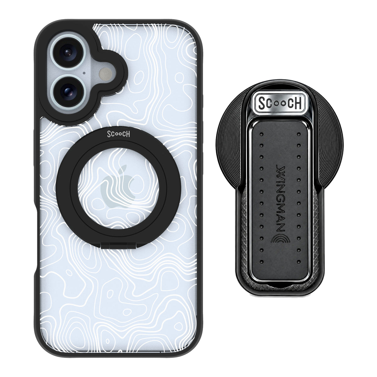 Scooch MagCase Topography for iPhone 16 — MagSafe Wingback Bundle - Black