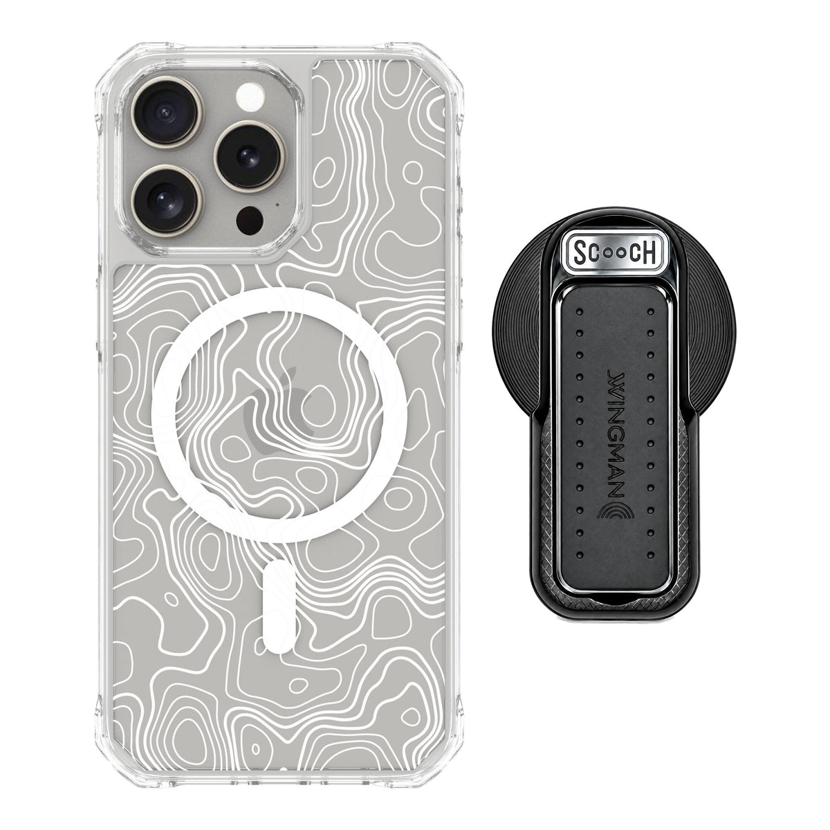 Scooch MagCase Topography for iPhone 15 Pro Max — MagSafe Wingback Bundle - Black