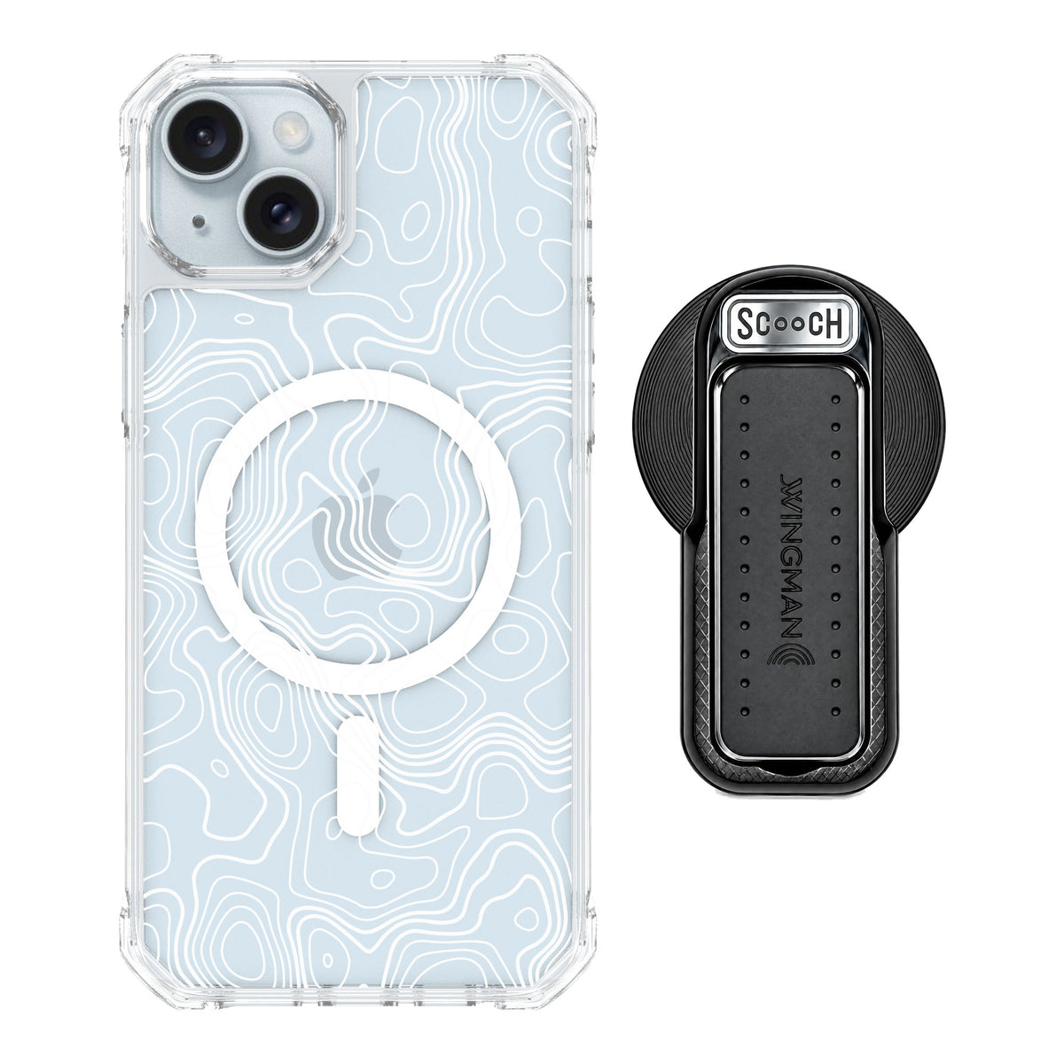 Scooch MagCase Topography for iPhone 15 Plus — MagSafe Wingback Bundle - Black