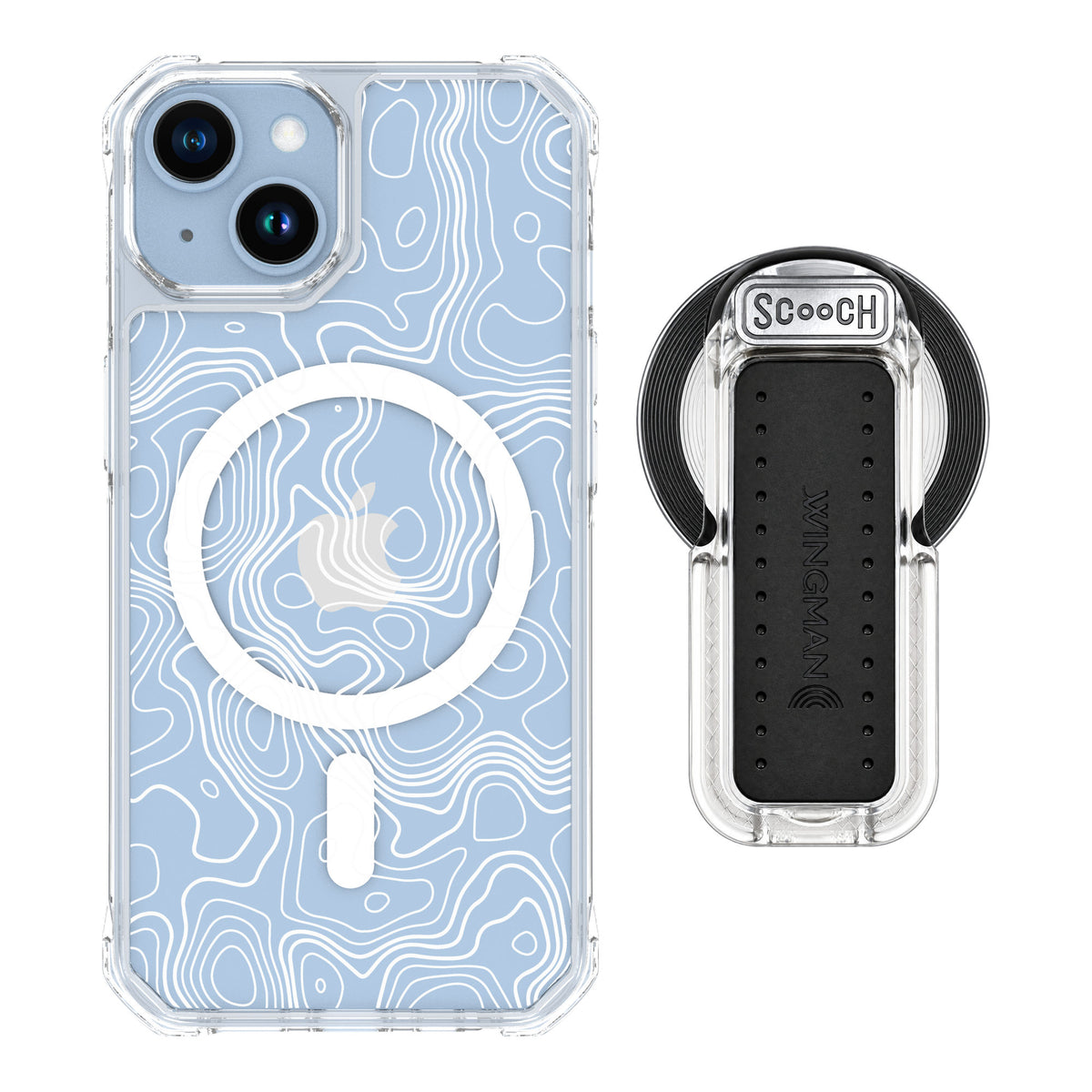Scooch MagCase Topography for iPhone 14 — MagSafe Wingback Bundle - Clear