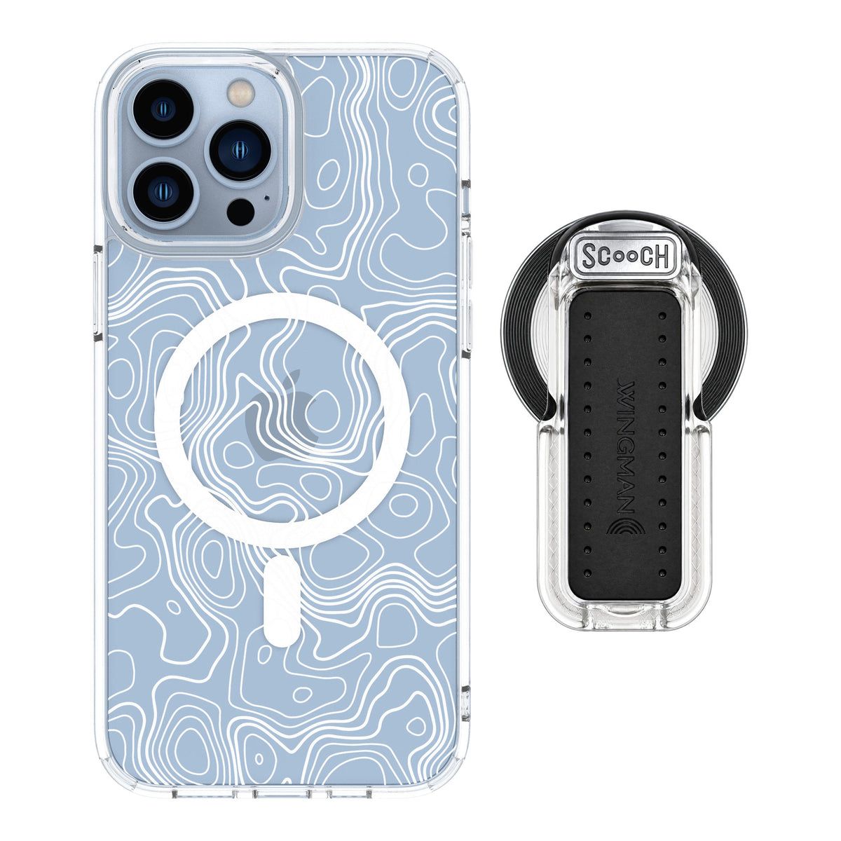 Scooch MagCase Topography for iPhone 13 Pro Max — MagSafe Wingback Bundle - Clear