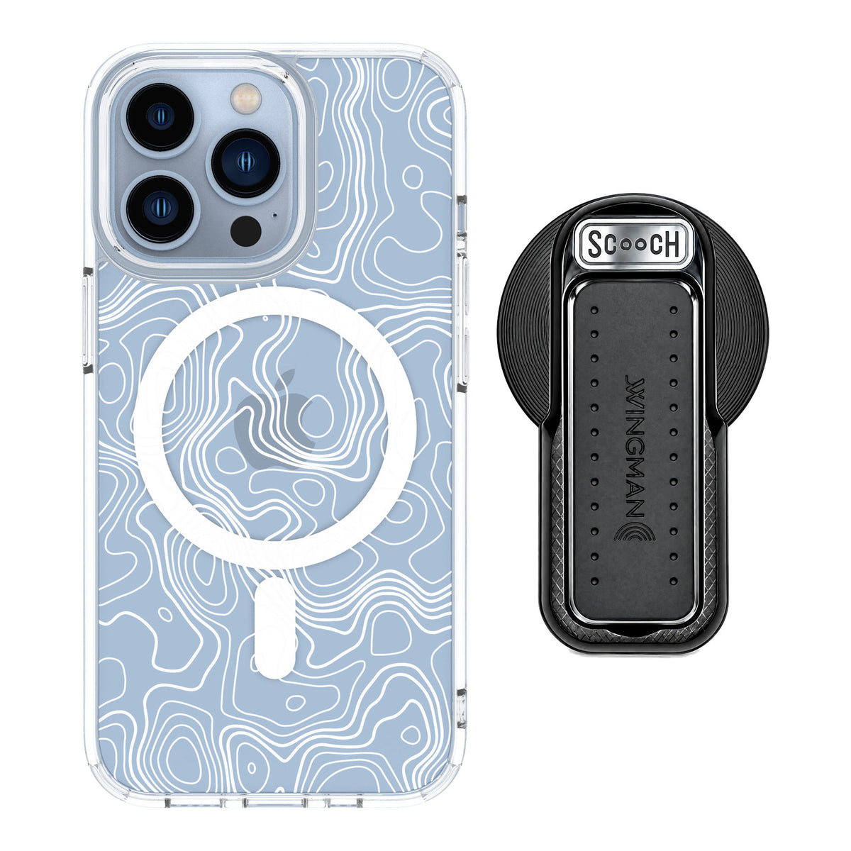 Scooch MagCase Topography for iPhone 13 Pro — MagSafe Wingback Bundle - Black