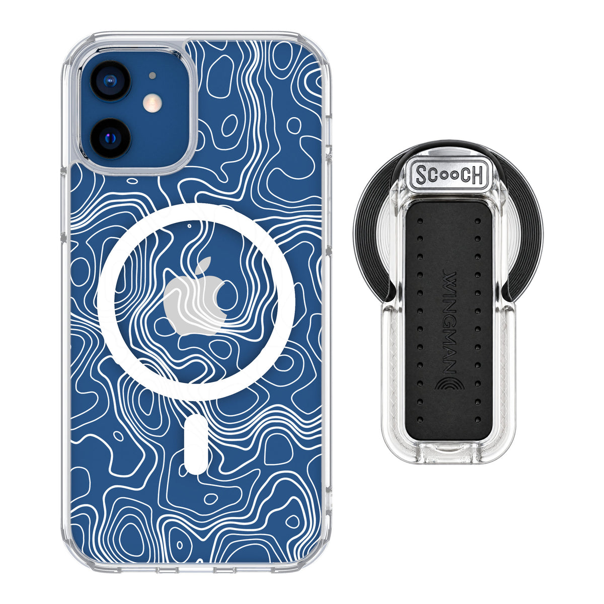 Scooch MagCase Topography for iPhone 12 — MagSafe Wingback Bundle - Clear
