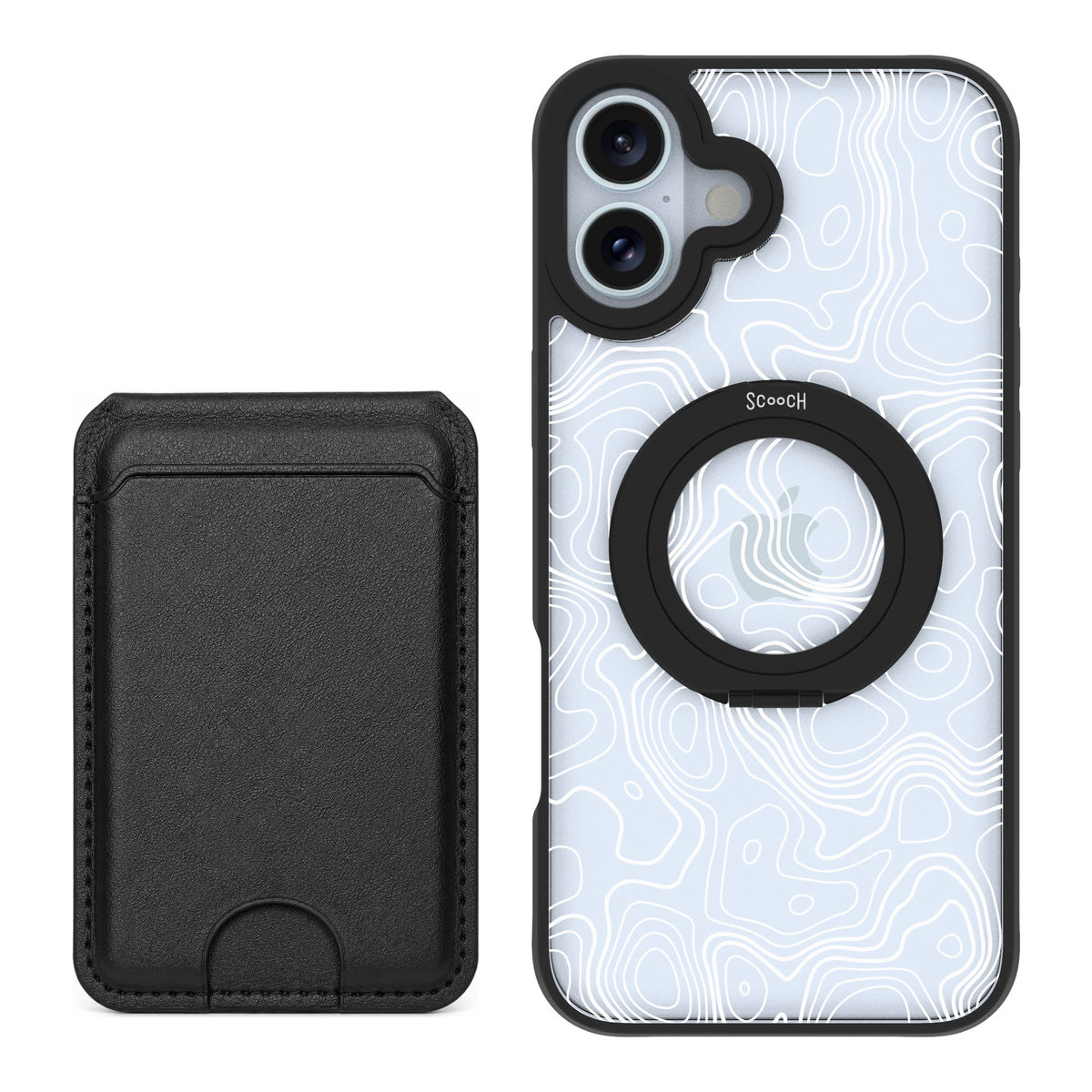 Scooch MagCase Topography for iPhone 16 Plus — Black MagWallet Bundle