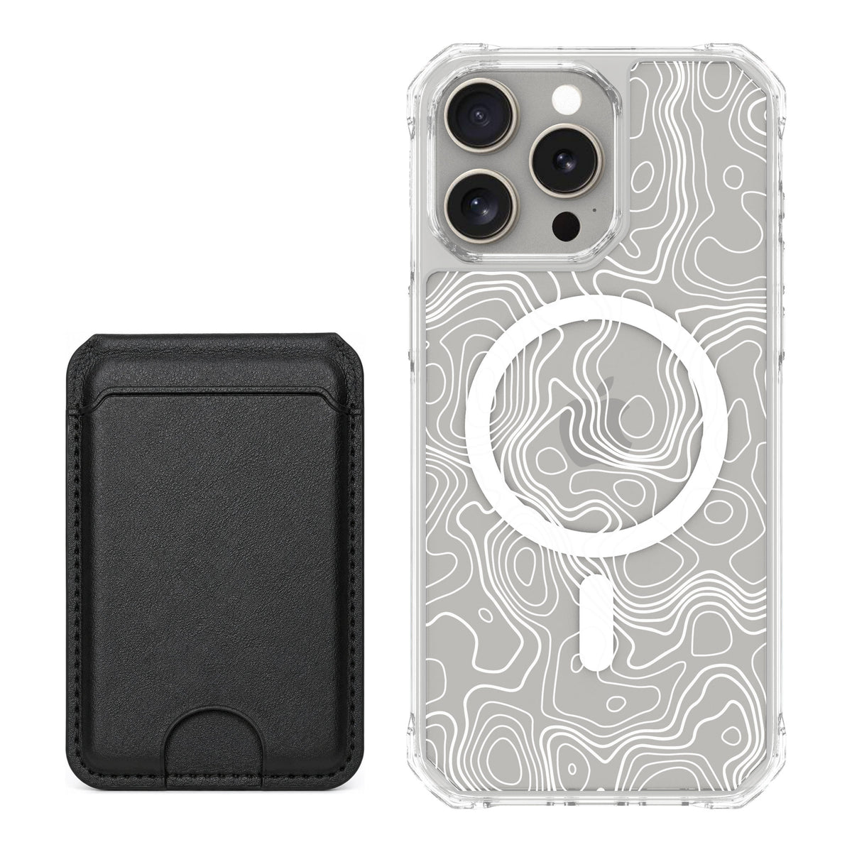 Scooch MagCase Topography for iPhone 15 Pro Max — Black MagWallet Bundle