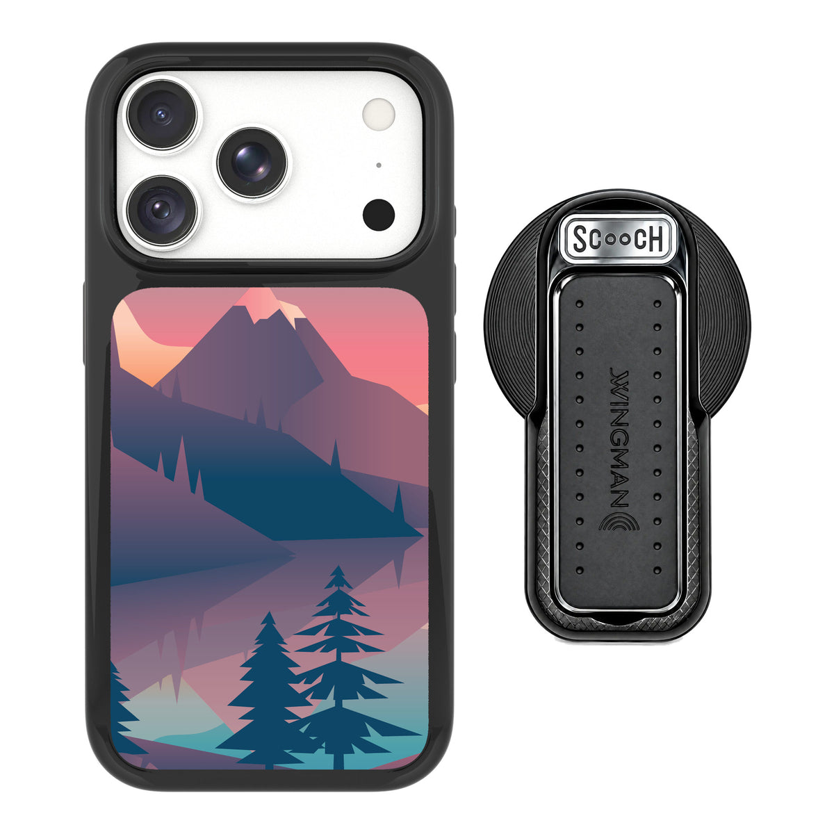 Scooch MagCase Mountain Range for iPhone 18 Pro Max — MagSafe Wingback Bundle - Black