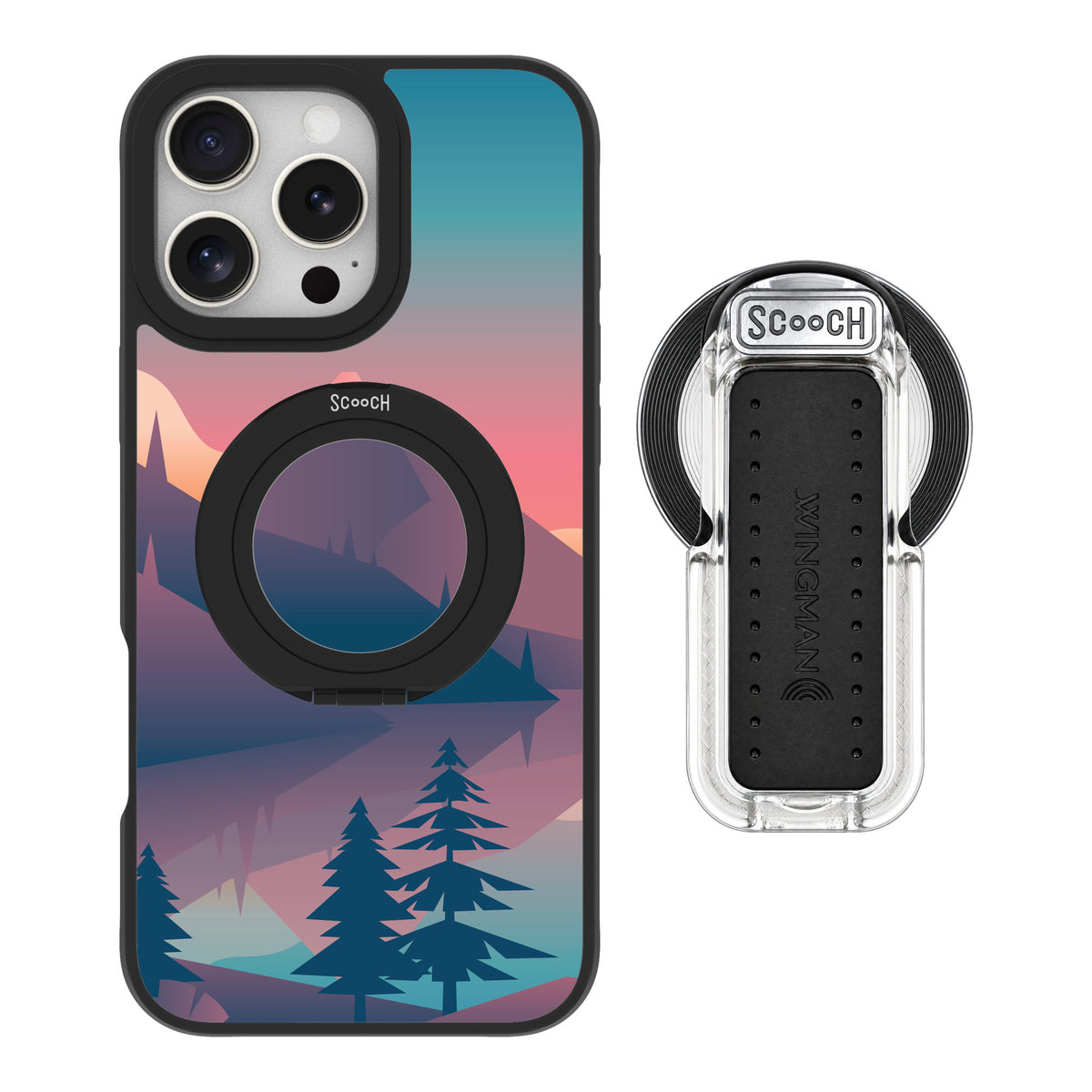 Scooch MagCase Mountain Range for iPhone 16 Pro Max — MagSafe Wingback Bundle - Clear