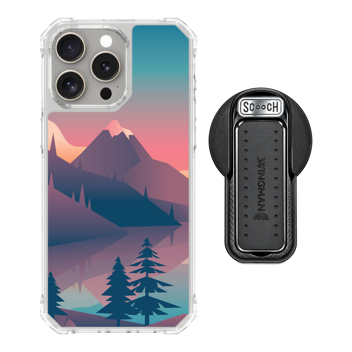 Scooch MagCase Mountain Range for iPhone 15 Pro Max — MagSafe Wingback Bundle - Black