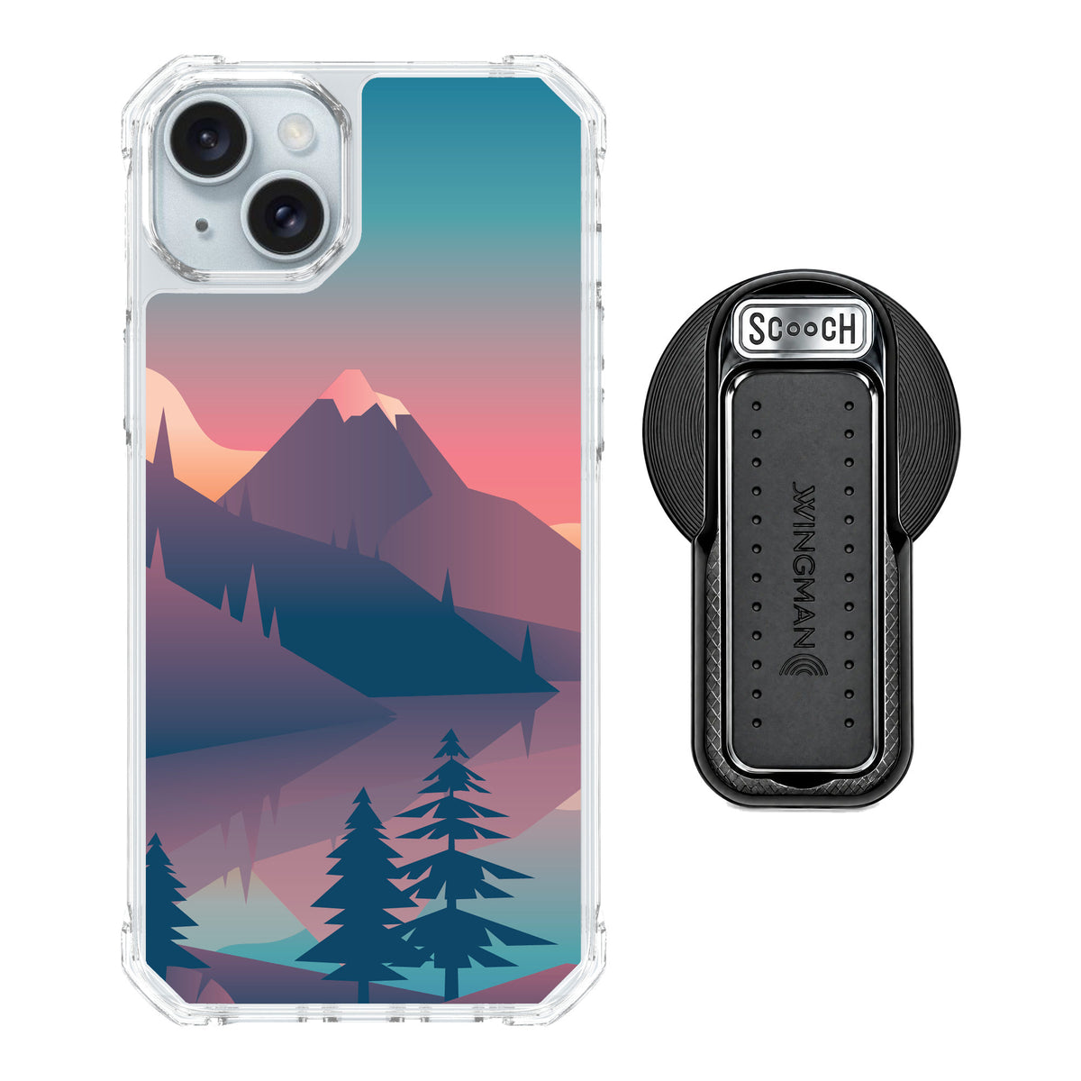 Scooch MagCase Mountain Range for iPhone 14 Plus — MagSafe Wingback Bundle - Black