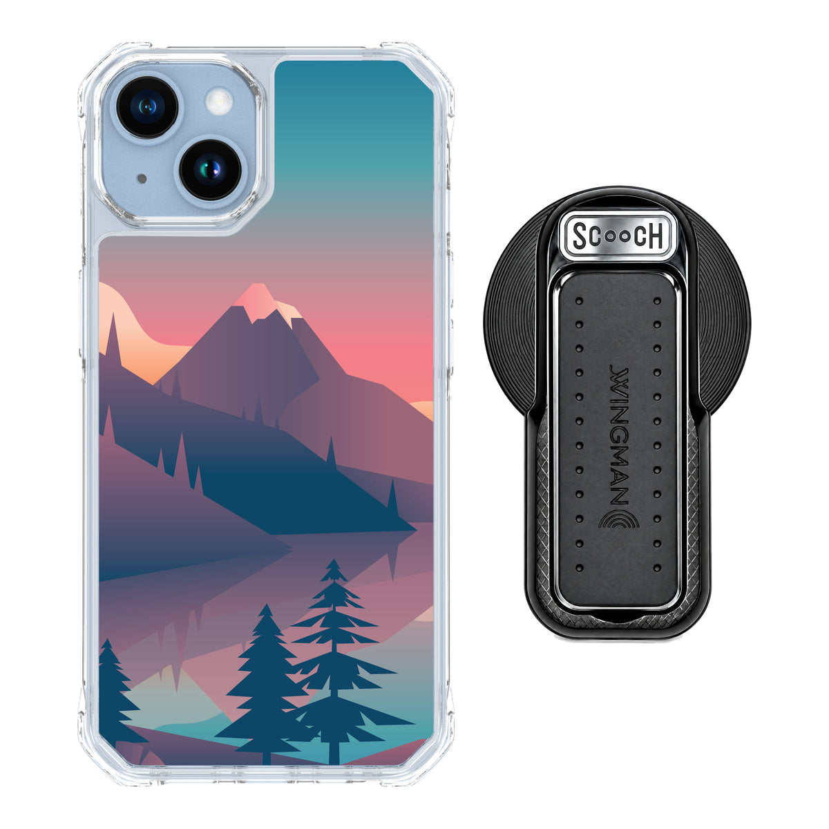 Scooch MagCase Mountain Range for iPhone 14 — MagSafe Wingback Bundle - Black
