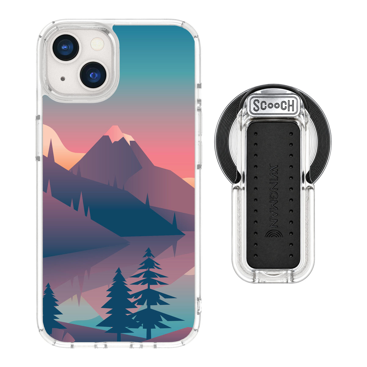 Scooch MagCase Mountain Range for iPhone 13 — MagSafe Wingback Bundle - Clear