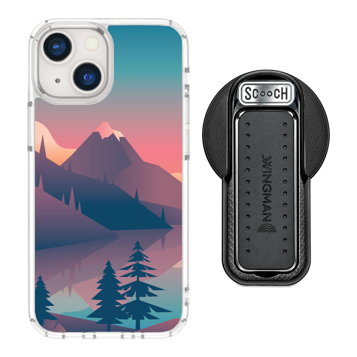 Scooch MagCase Mountain Range for iPhone 13 mini — MagSafe Wingback Bundle - Black