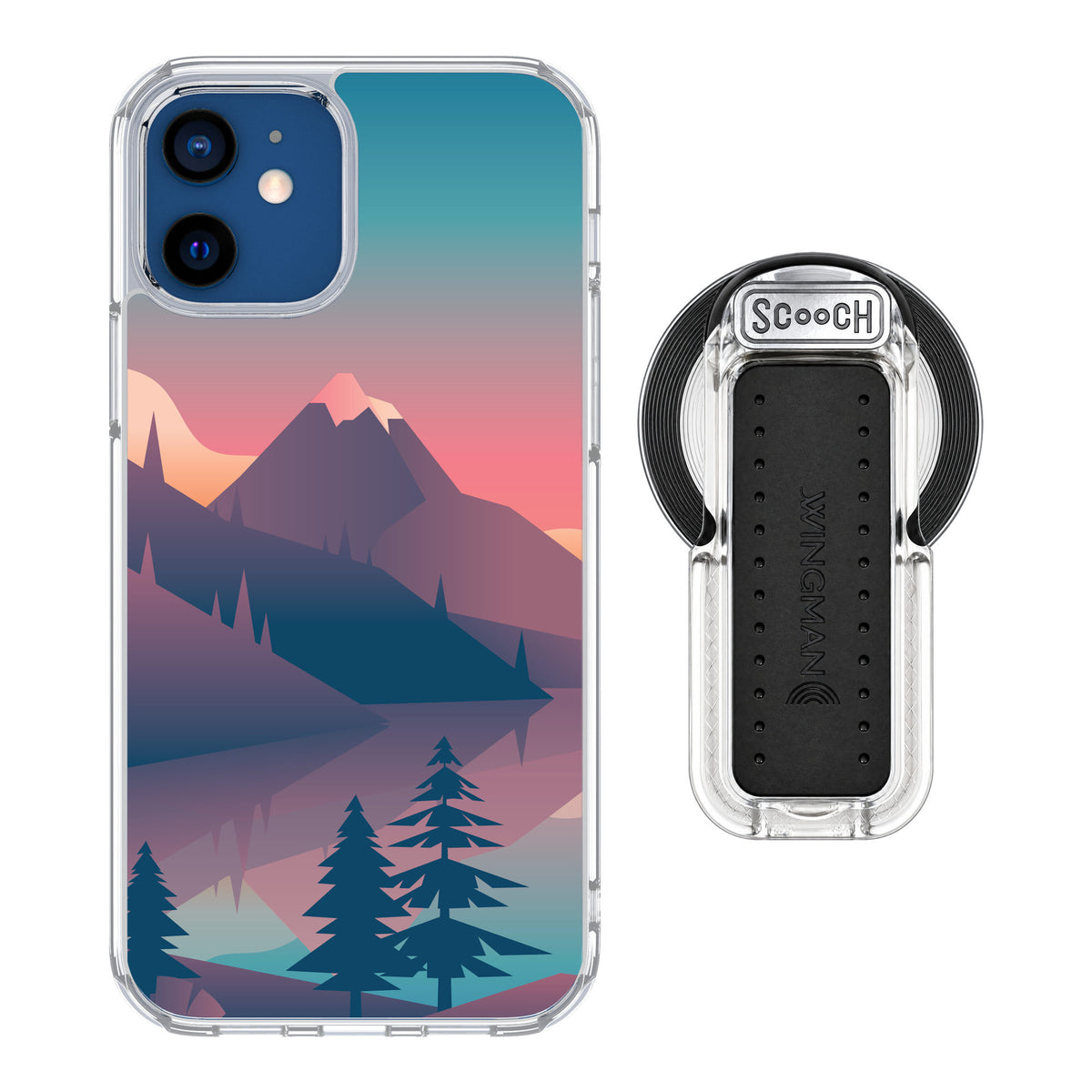 Scooch MagCase Mountain Range for iPhone 12 — MagSafe Wingback Bundle - Clear