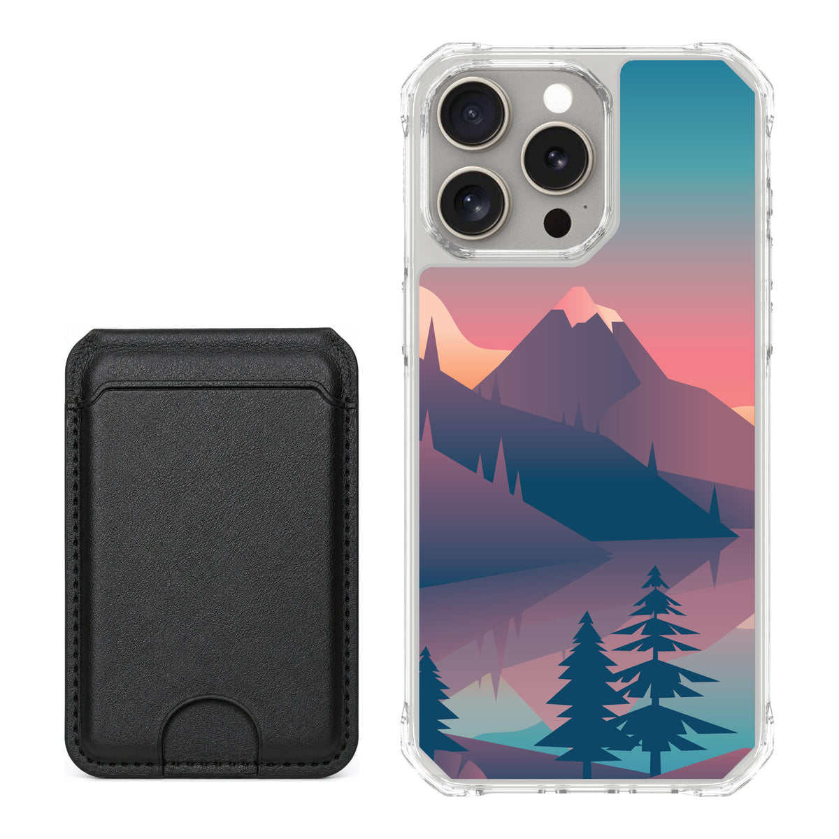 Scooch MagCase Mountain Range for iPhone 15 Pro Max — Black MagWallet Bundle