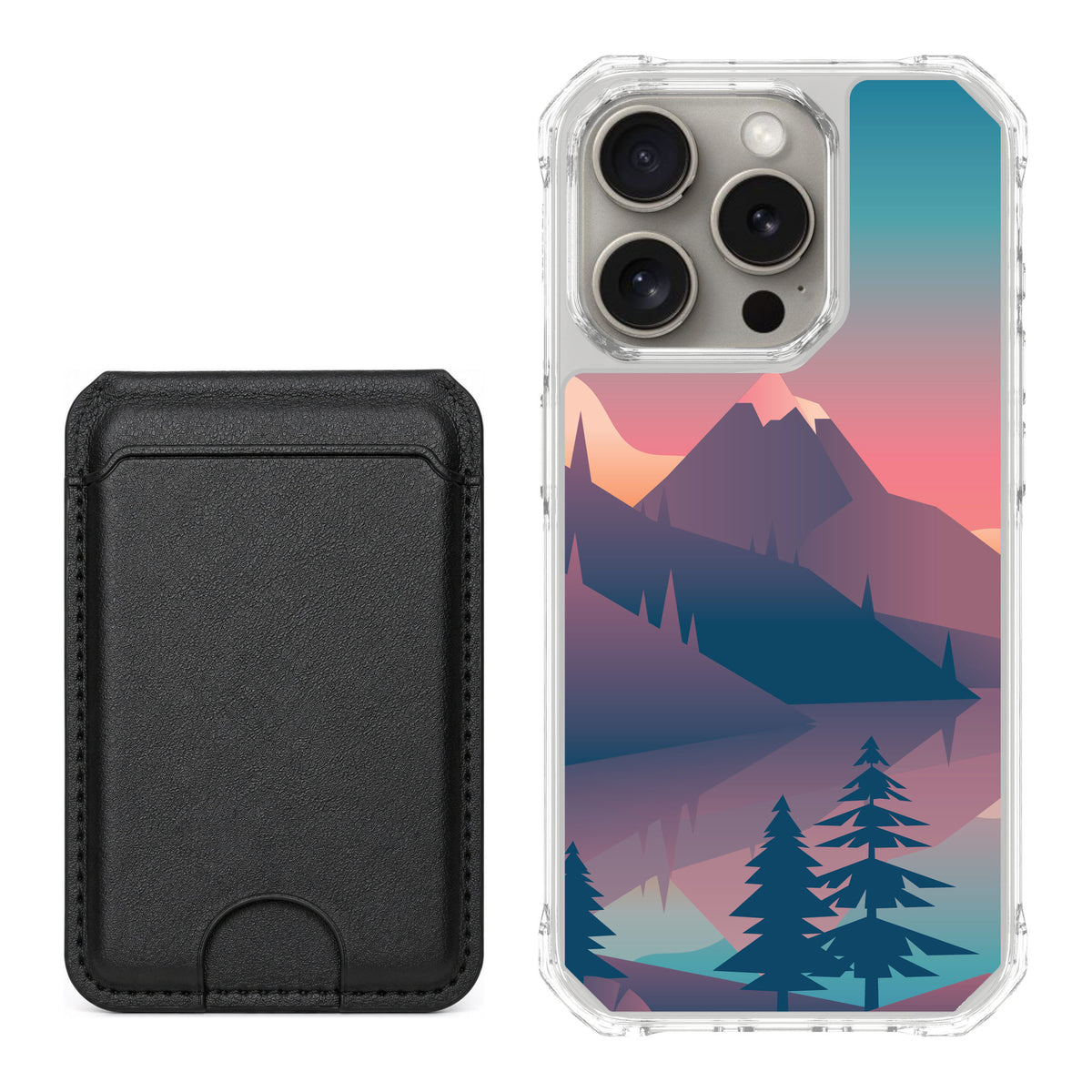 Scooch MagCase Mountain Range for iPhone 15 Pro — Black MagWallet Bundle