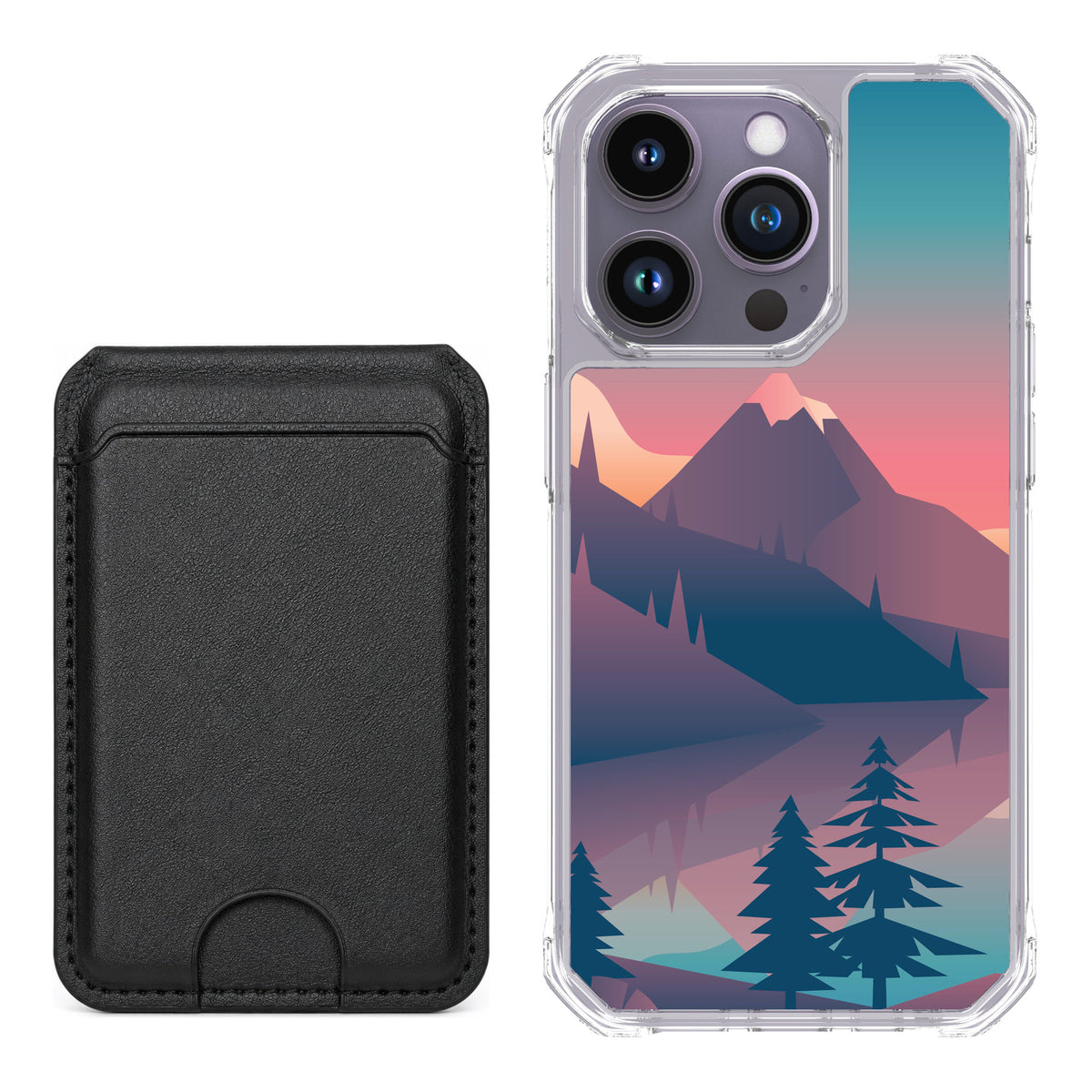 Scooch MagCase Mountain Range for iPhone 14 Pro — Black MagWallet Bundle