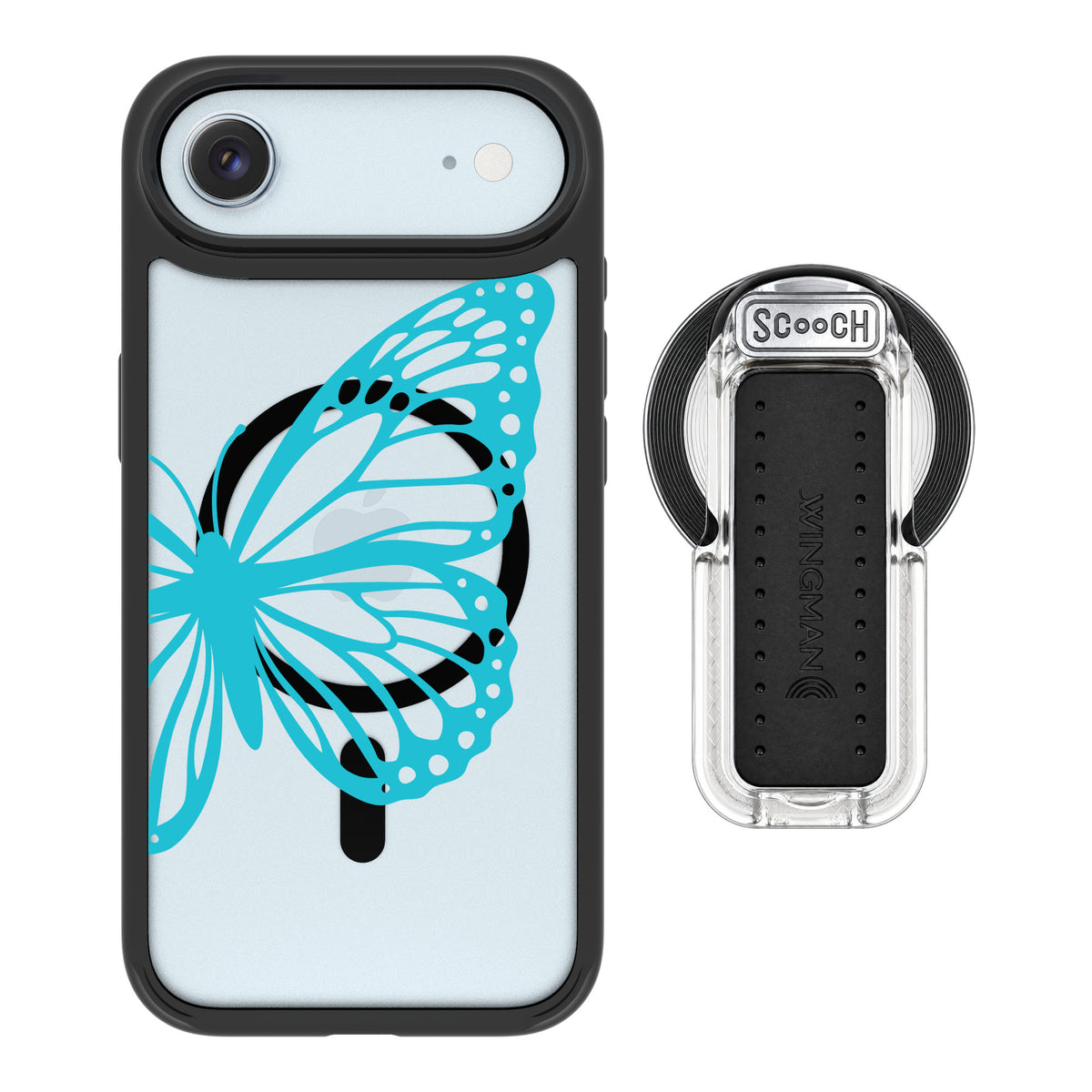 Scooch MagCase Azure Butterfly for iPhone Air — MagSafe Wingback Bundle - Clear