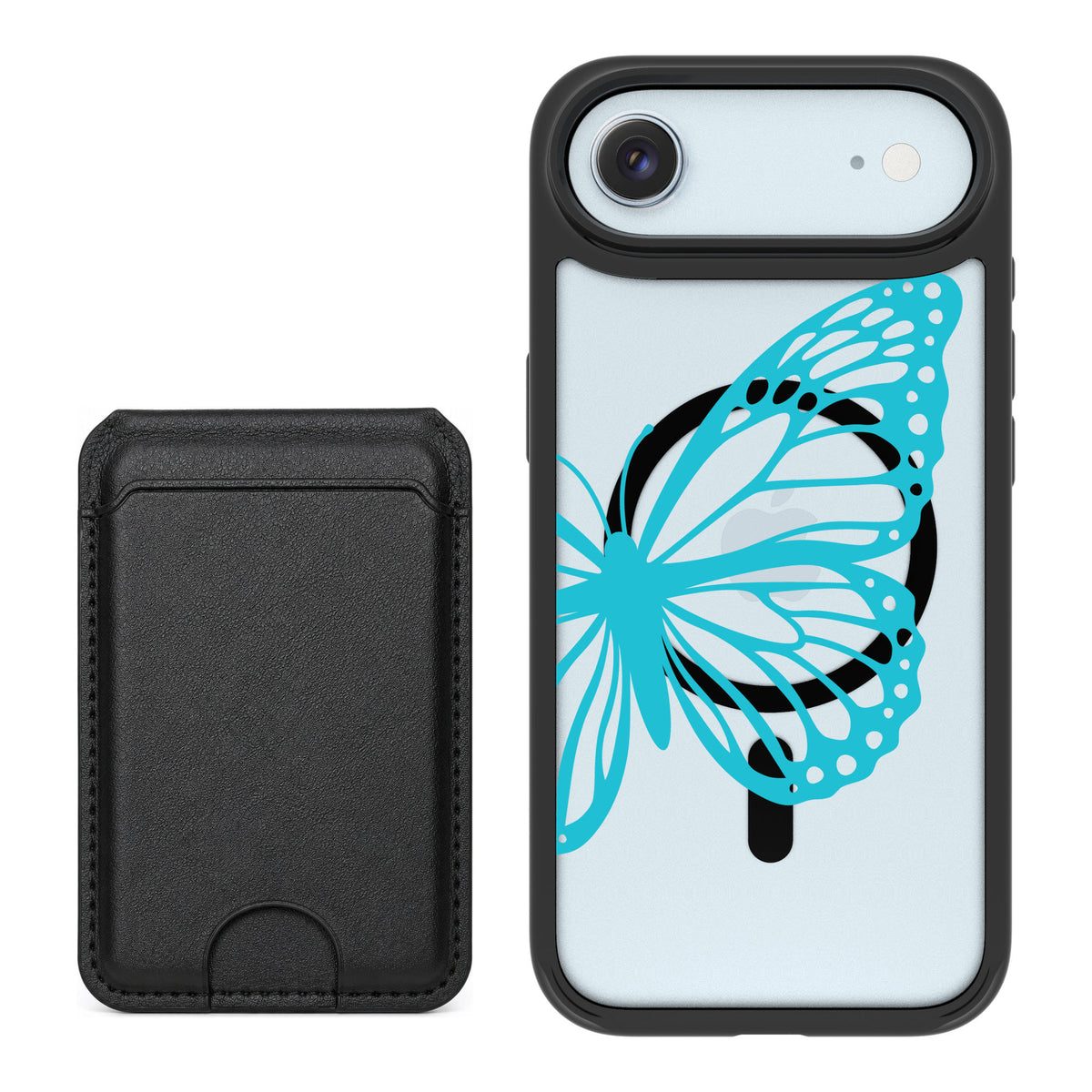 Scooch MagCase Azure Butterfly for iPhone Air — Black MagWallet Bundle