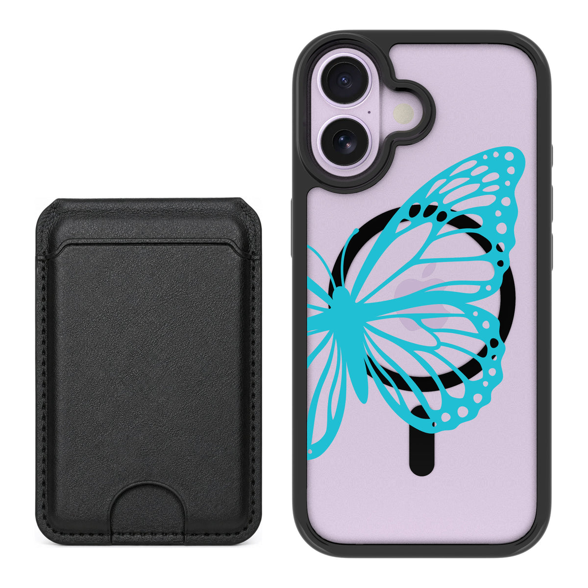 Scooch MagCase Azure Butterfly for iPhone 17 — Black MagWallet Bundle