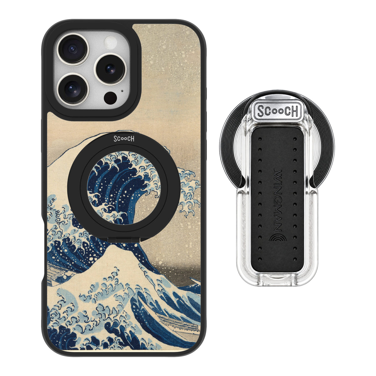 Scooch MagCase Great Wave for iPhone 16 Pro Max — MagSafe Wingback Bundle - Clear