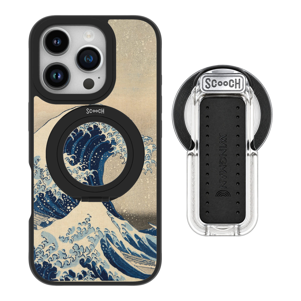 Scooch MagCase Great Wave for iPhone 16 Pro — MagSafe Wingback Bundle - Clear