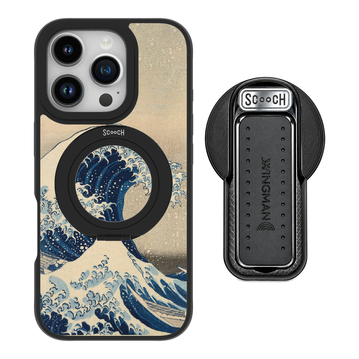 Scooch MagCase Great Wave for iPhone 16 Pro — MagSafe Wingback Bundle - Black