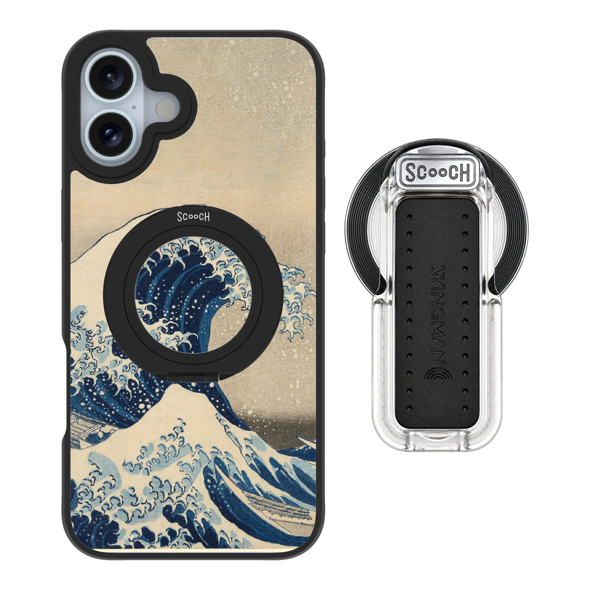 Scooch MagCase Great Wave for iPhone 16 Plus — MagSafe Wingback Bundle - Clear