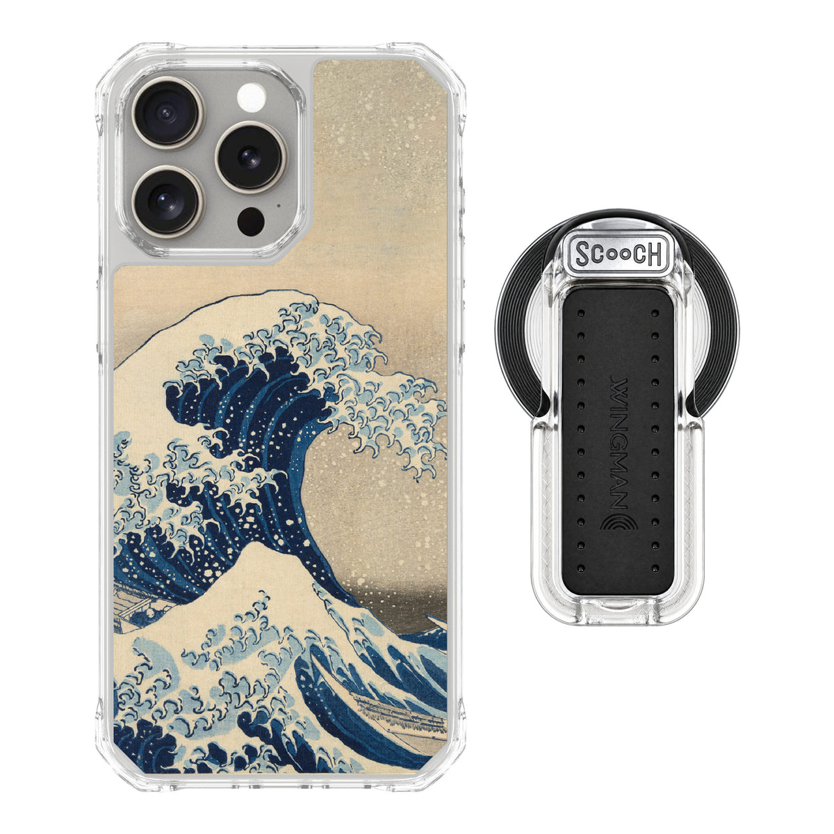 Scooch MagCase Great Wave for iPhone 15 Pro Max — MagSafe Wingback Bundle - Clear