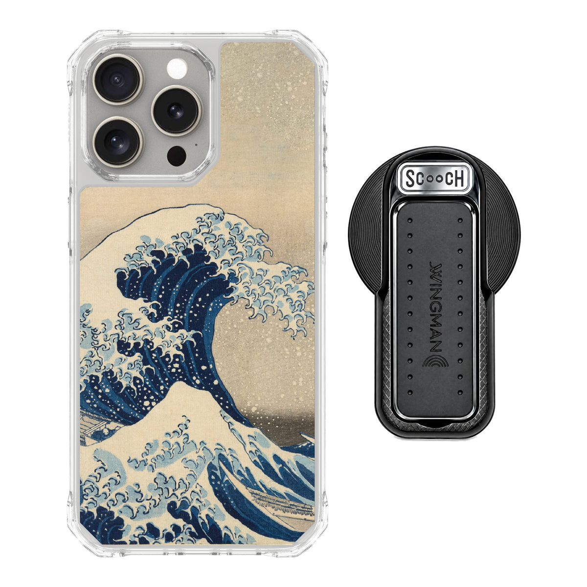Scooch MagCase Great Wave for iPhone 15 Pro Max — MagSafe Wingback Bundle - Black