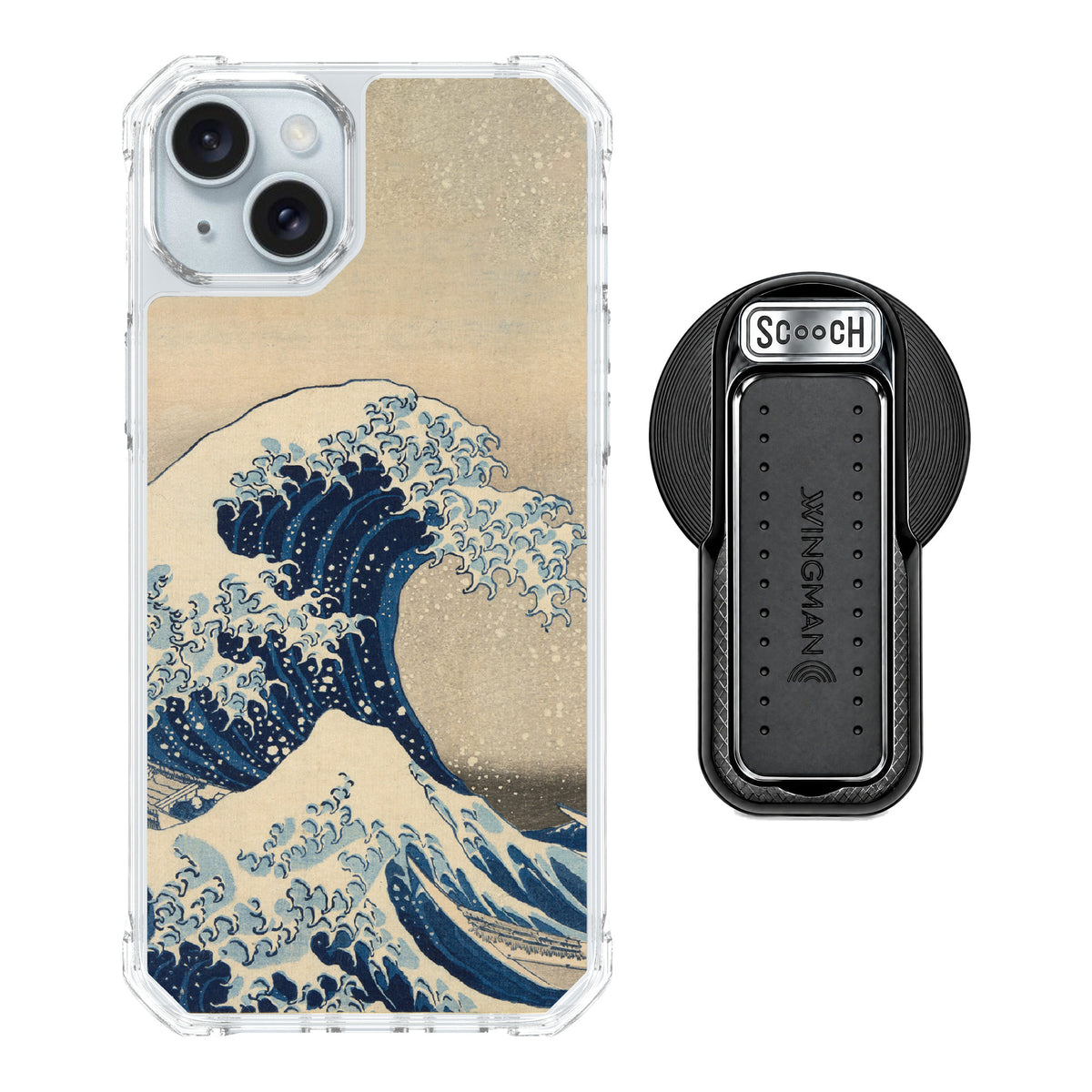Scooch MagCase Great Wave for iPhone 15 Plus — MagSafe Wingback Bundle - Black