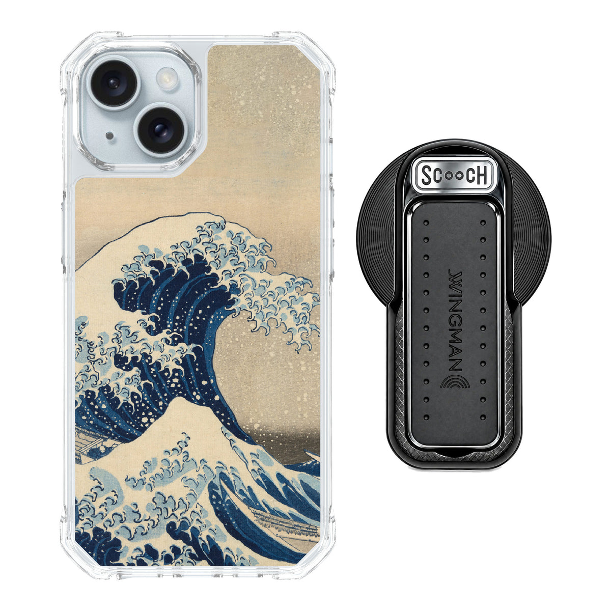 Scooch MagCase Great Wave for iPhone 15 — MagSafe Wingback Bundle - Black