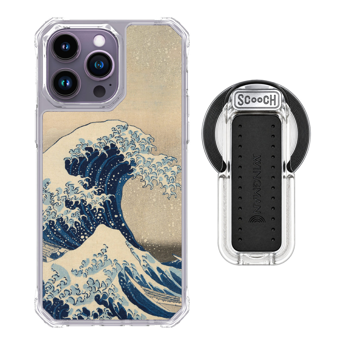 Scooch MagCase Great Wave for iPhone 14 Pro Max — MagSafe Wingback Bundle - Clear