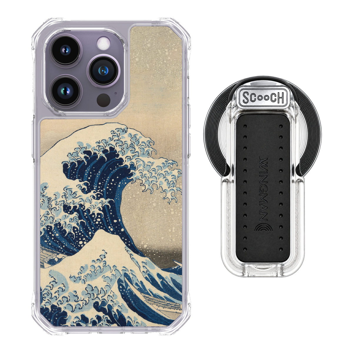 Scooch MagCase Great Wave for iPhone 14 Pro — MagSafe Wingback Bundle - Clear