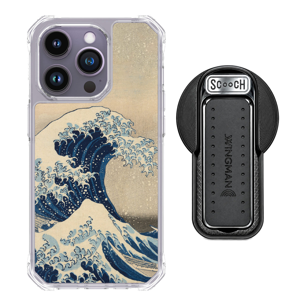 Scooch MagCase Great Wave for iPhone 14 Pro — MagSafe Wingback Bundle - Black