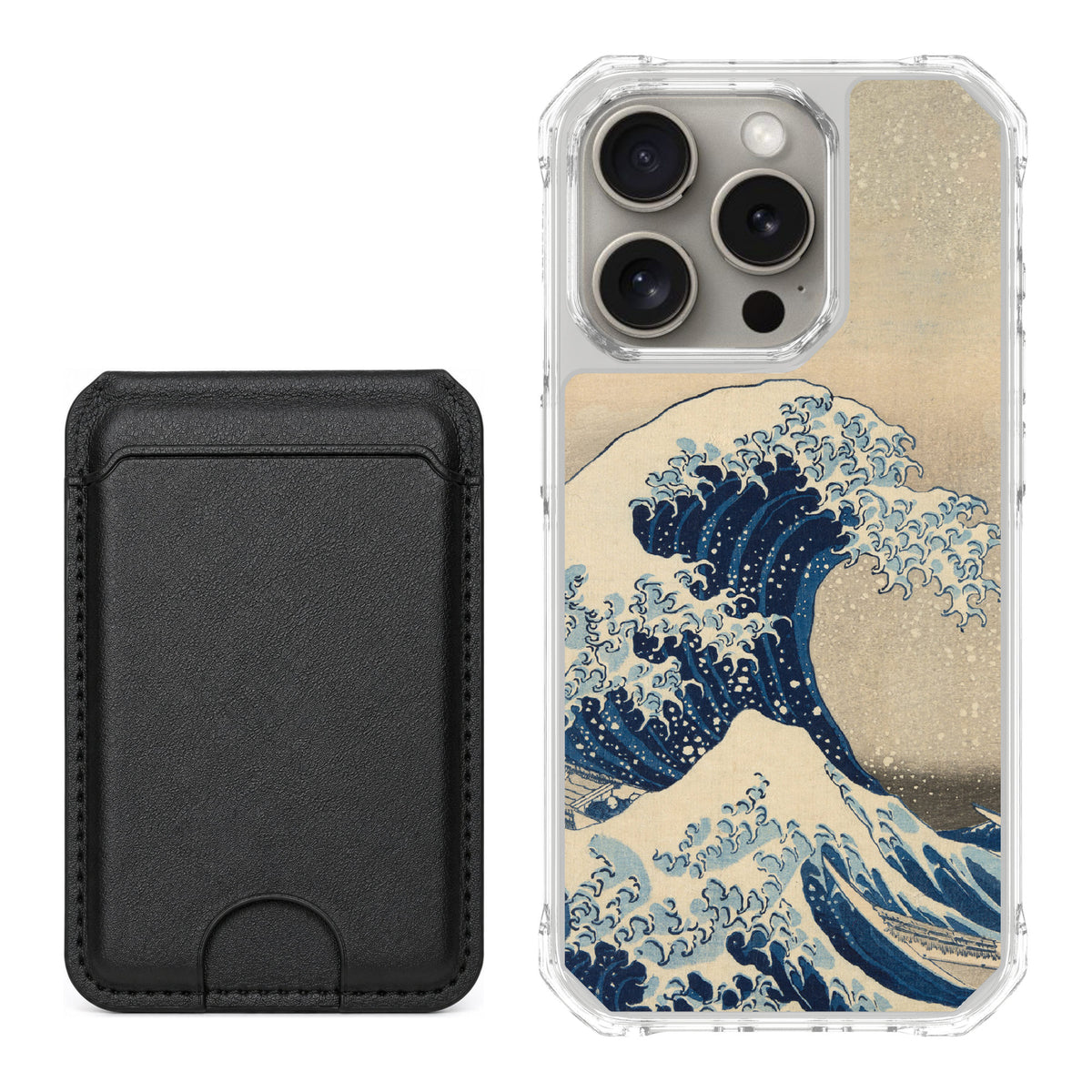 Scooch MagCase Great Wave for iPhone 15 Pro — Black MagWallet Bundle