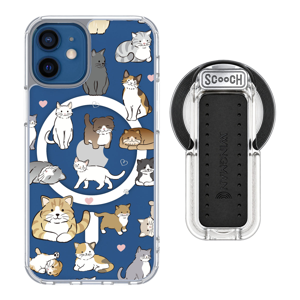 Scooch MagCase Cat Party for iPhone 12 mini — MagSafe Wingback Bundle - Clear