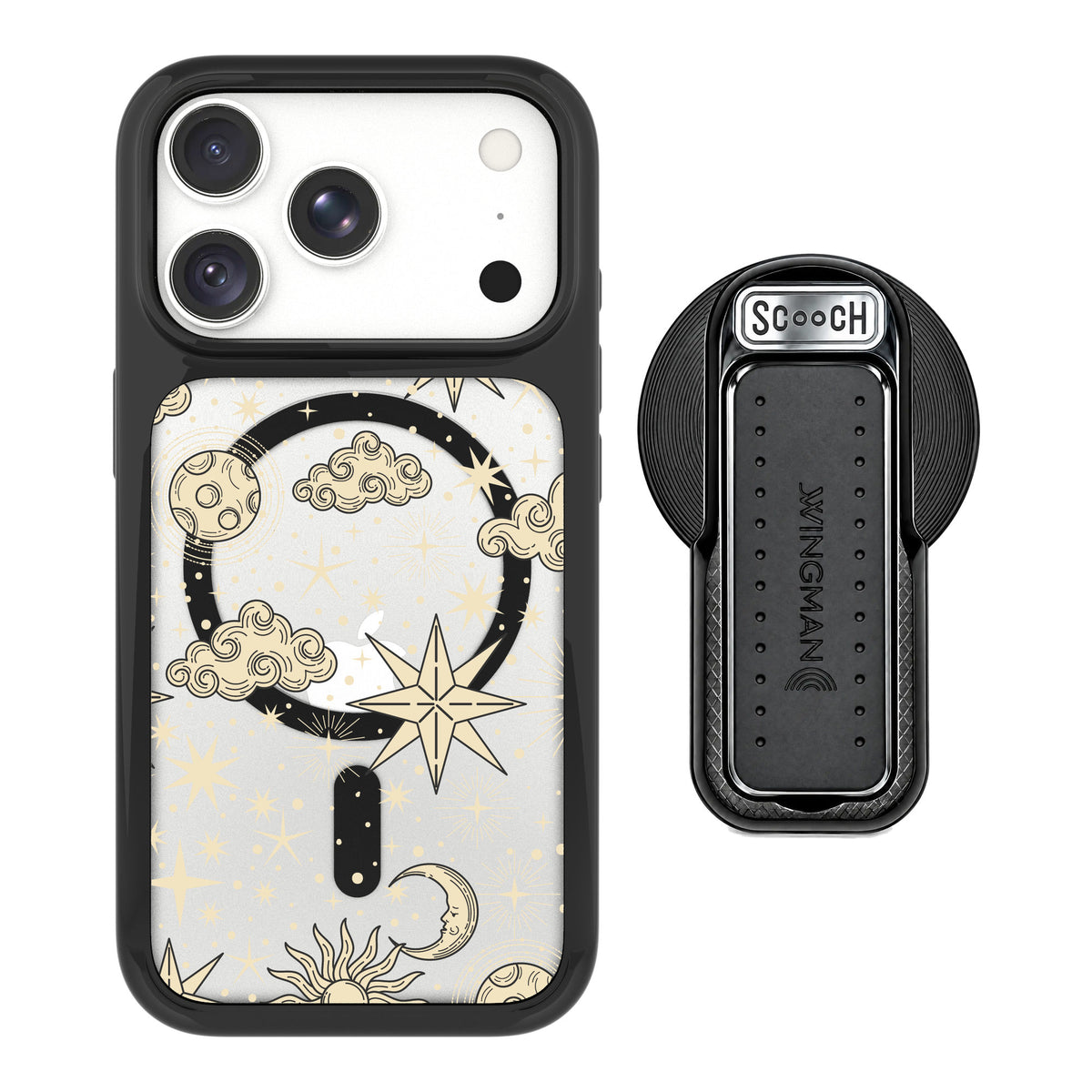 Scooch MagCase Celestial Sleep for iPhone 18 Pro — MagSafe Wingback Bundle - Black