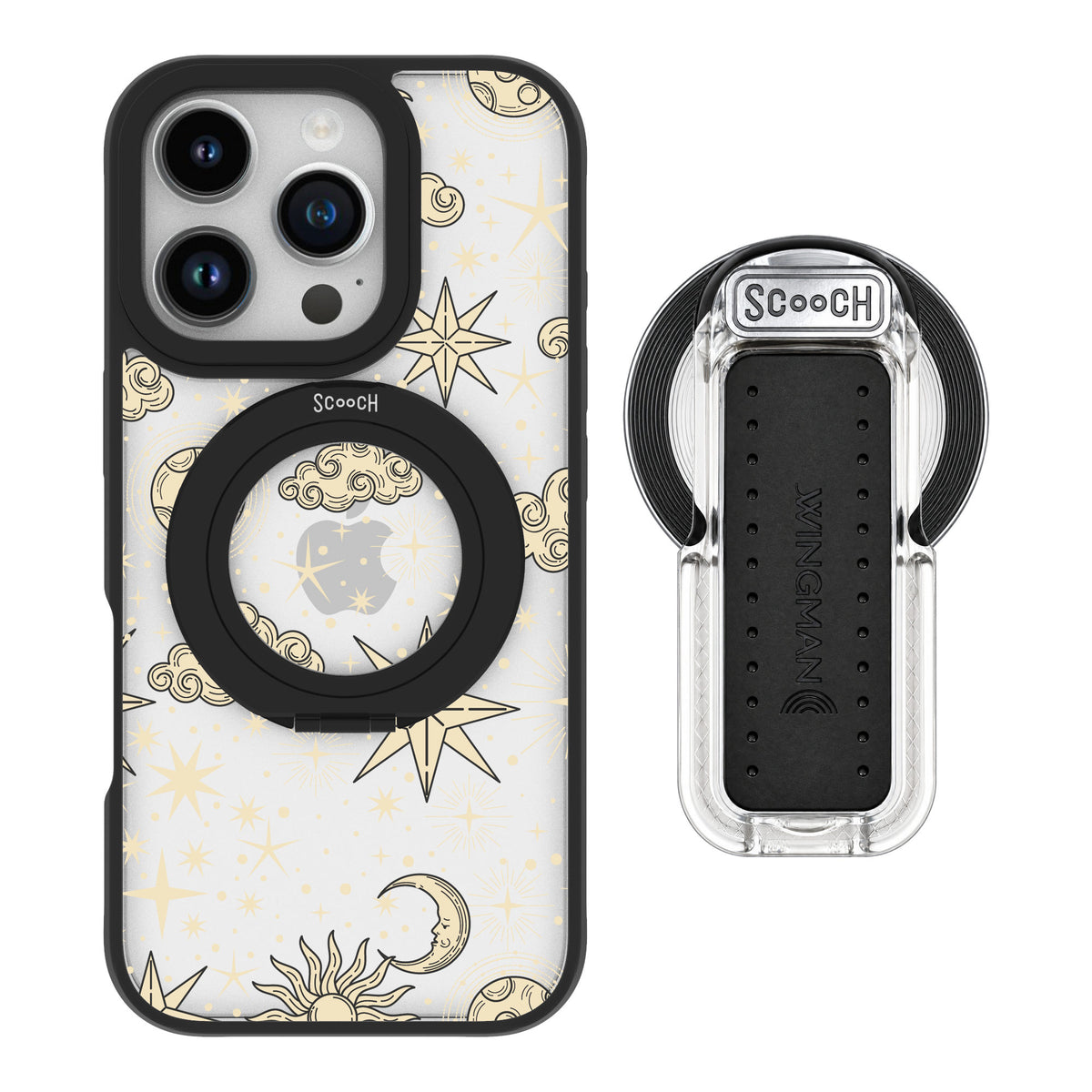 Scooch MagCase Celestial Sleep for iPhone 16 Pro — MagSafe Wingback Bundle - Clear