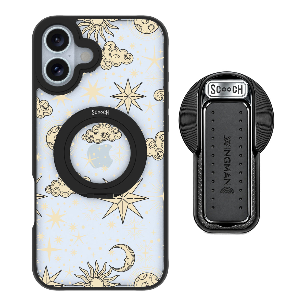 Scooch MagCase Celestial Sleep for iPhone 16 Plus — MagSafe Wingback Bundle - Black