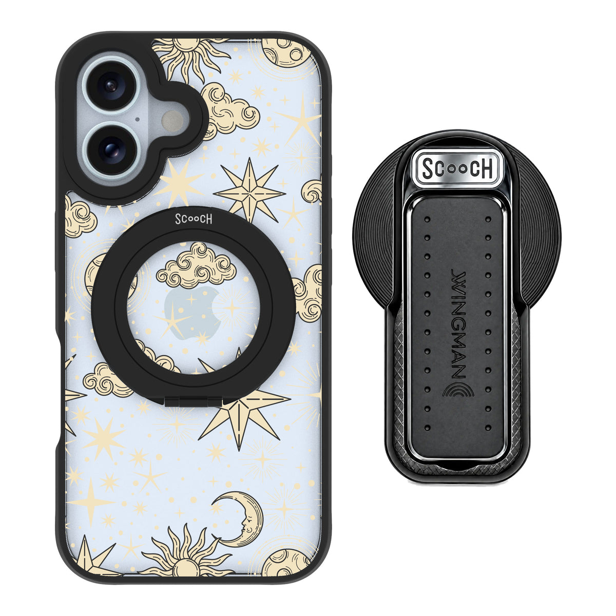 Scooch MagCase Celestial Sleep for iPhone 16 — MagSafe Wingback Bundle - Black