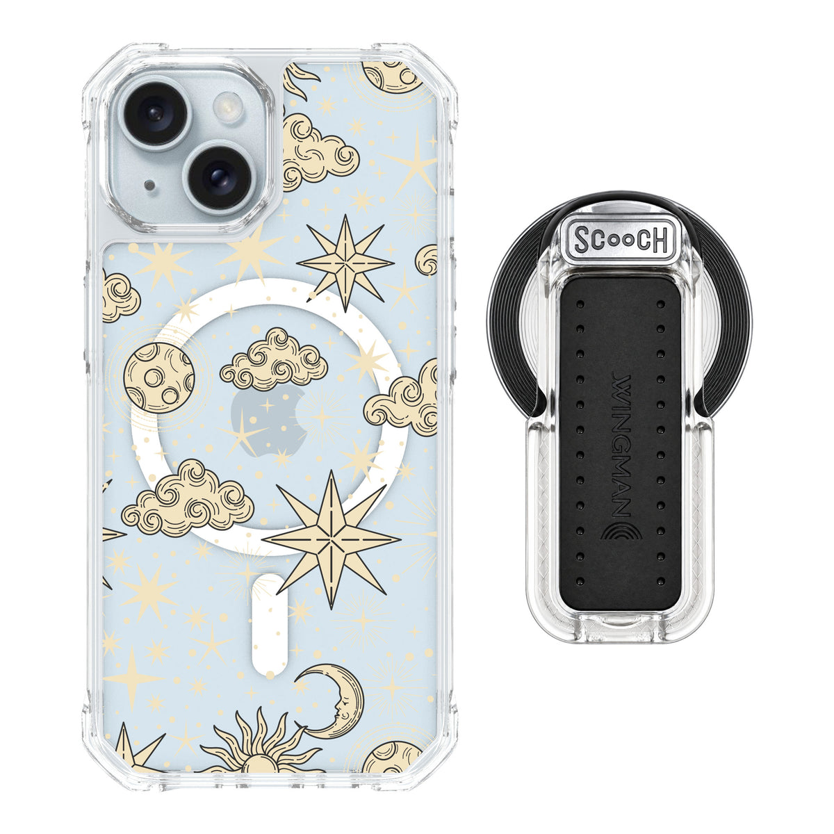 Scooch MagCase Celestial Sleep for iPhone 15 — MagSafe Wingback Bundle - Clear