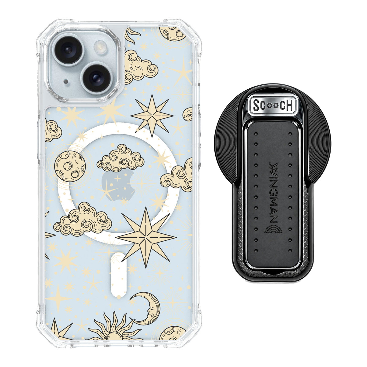 Scooch MagCase Celestial Sleep for iPhone 15 — MagSafe Wingback Bundle - Black