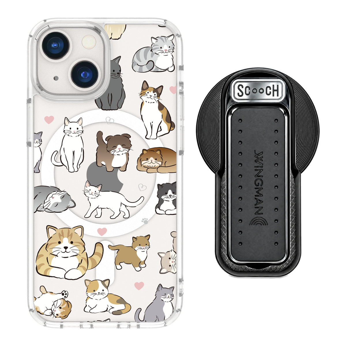 Scooch MagCase Cat Party for iPhone 13 mini — MagSafe Wingback Bundle - Black