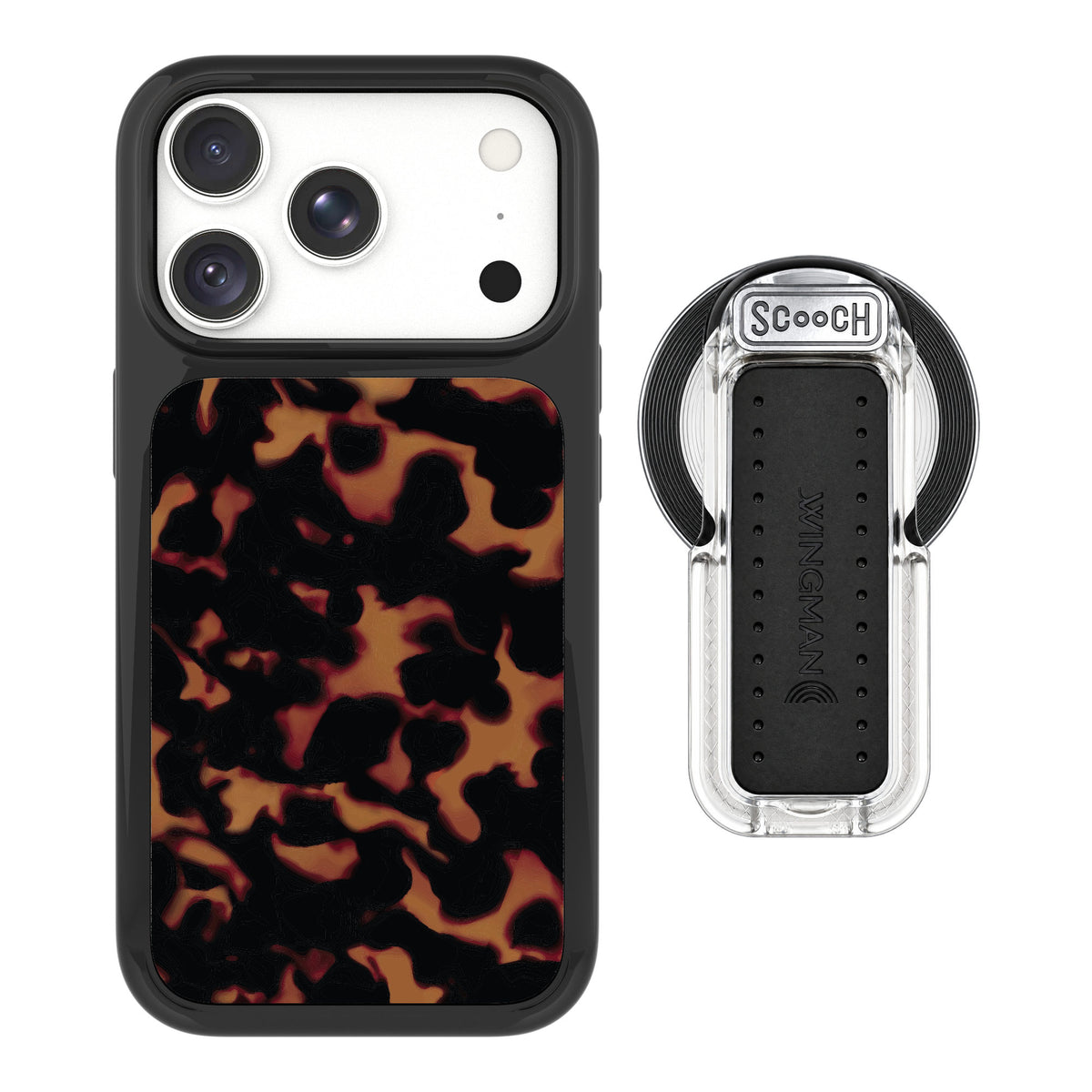 Scooch MagCase Tortoise Shell for iPhone 18 Pro — MagSafe Wingback Bundle - Clear