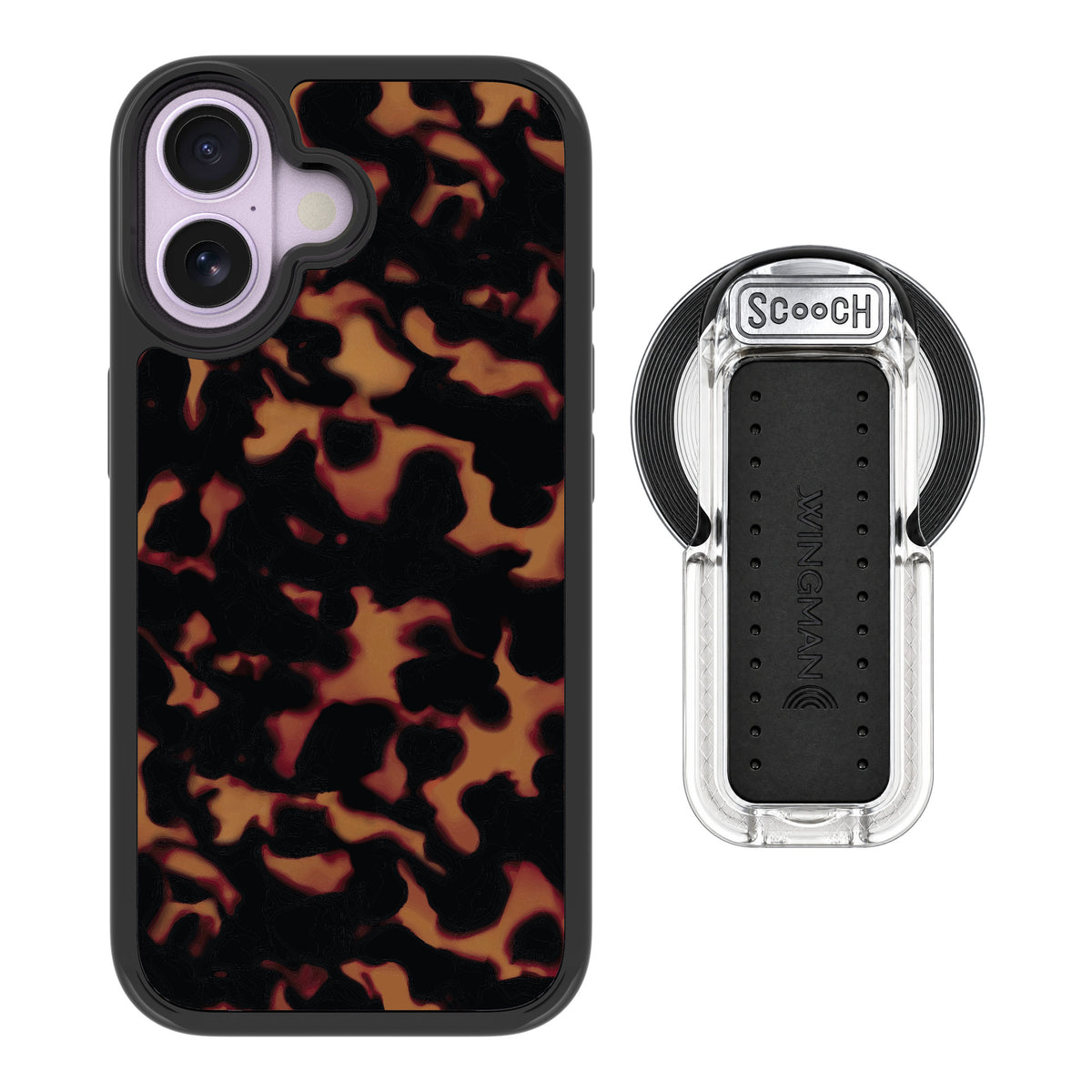 Scooch MagCase Tortoise Shell for iPhone 17 — MagSafe Wingback Bundle - Clear