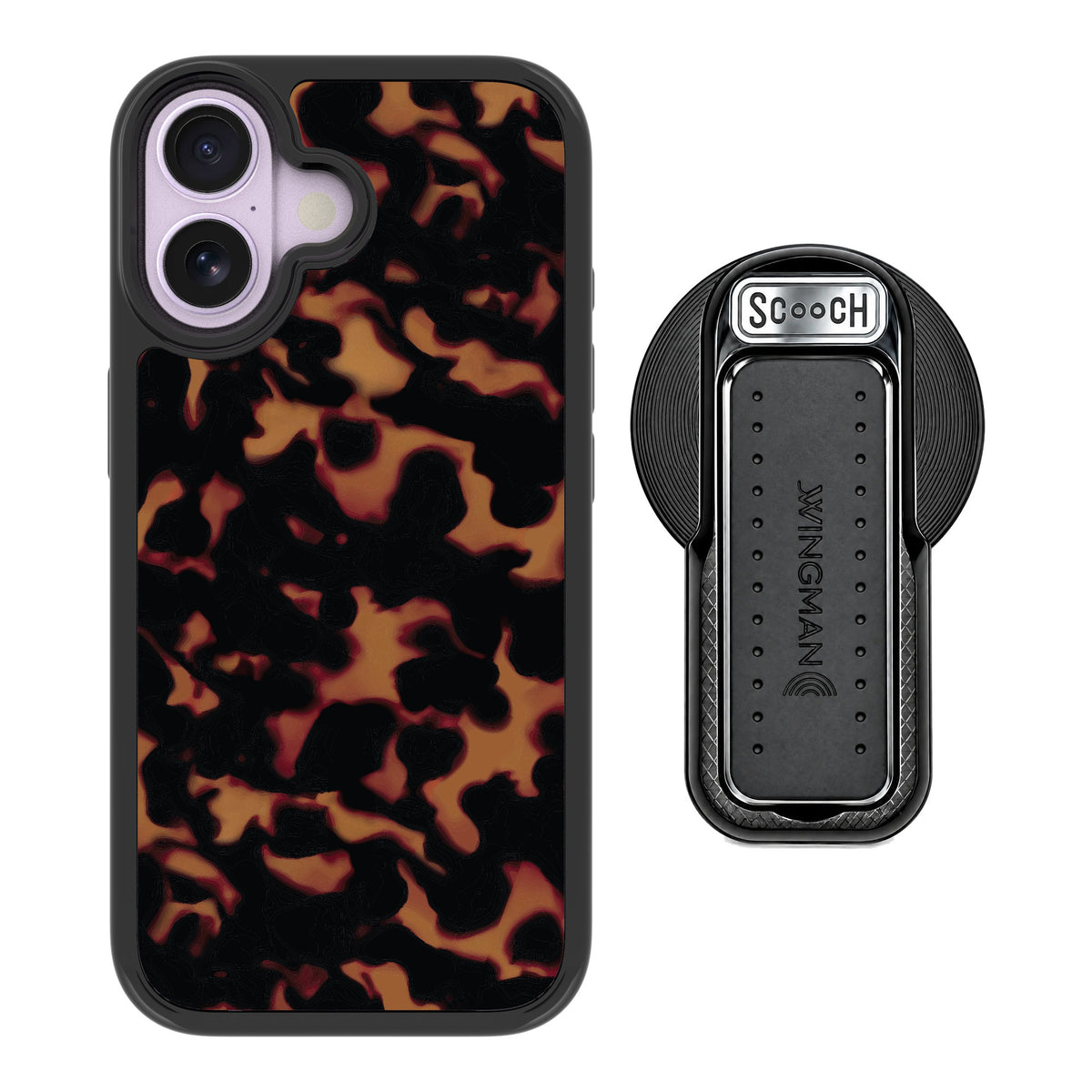 Scooch MagCase Tortoise Shell for iPhone 17 — MagSafe Wingback Bundle - Black