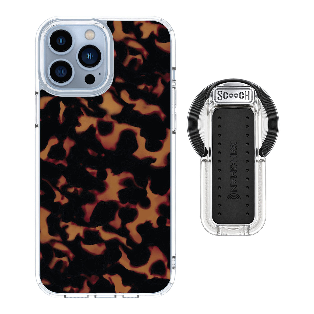 Scooch MagCase Tortoise Shell for iPhone 13 Pro Max — MagSafe Wingback Bundle - Clear