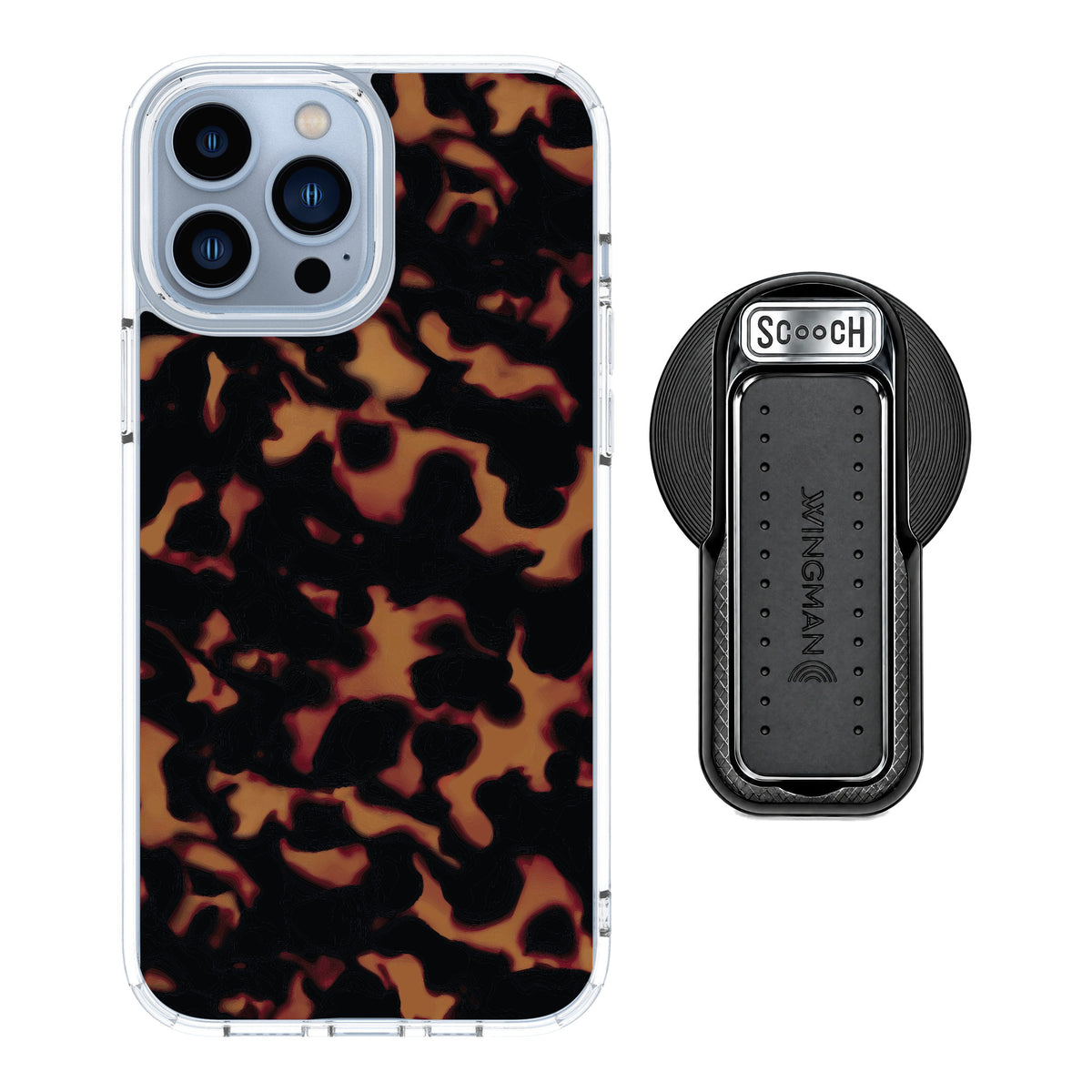 Scooch MagCase Tortoise Shell for iPhone 13 Pro Max — MagSafe Wingback Bundle - Black